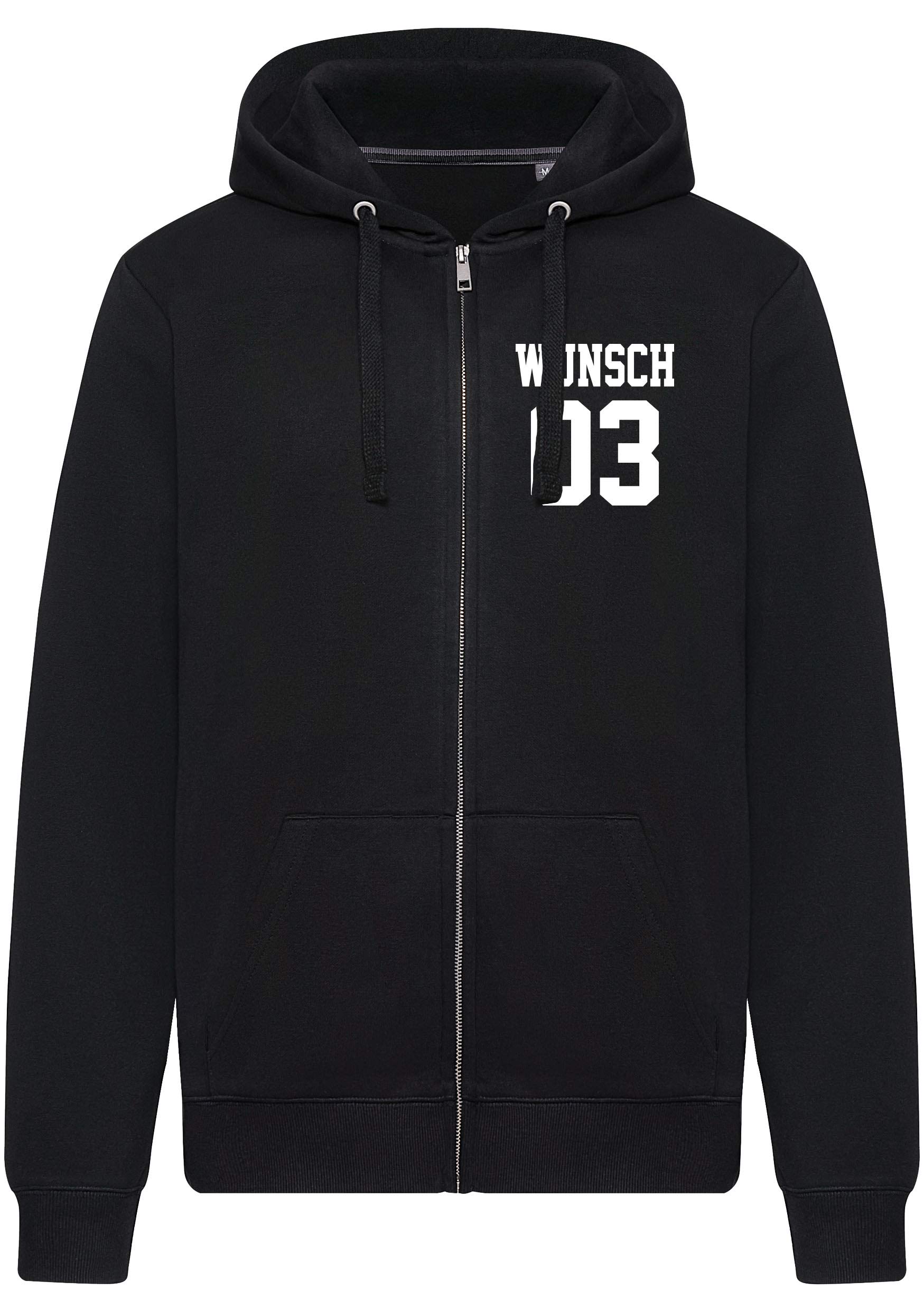 Comedy Shirts Partnerlook mit Wunschname & Wunschnummer INDIVIDUALISIERBAR – Hoodie, Sweatshirt & Sweat Jacke für Pärchen, Familie & Freunde - Schwarz, Grau, Blau, Rot o. Weiß, XS-5XL