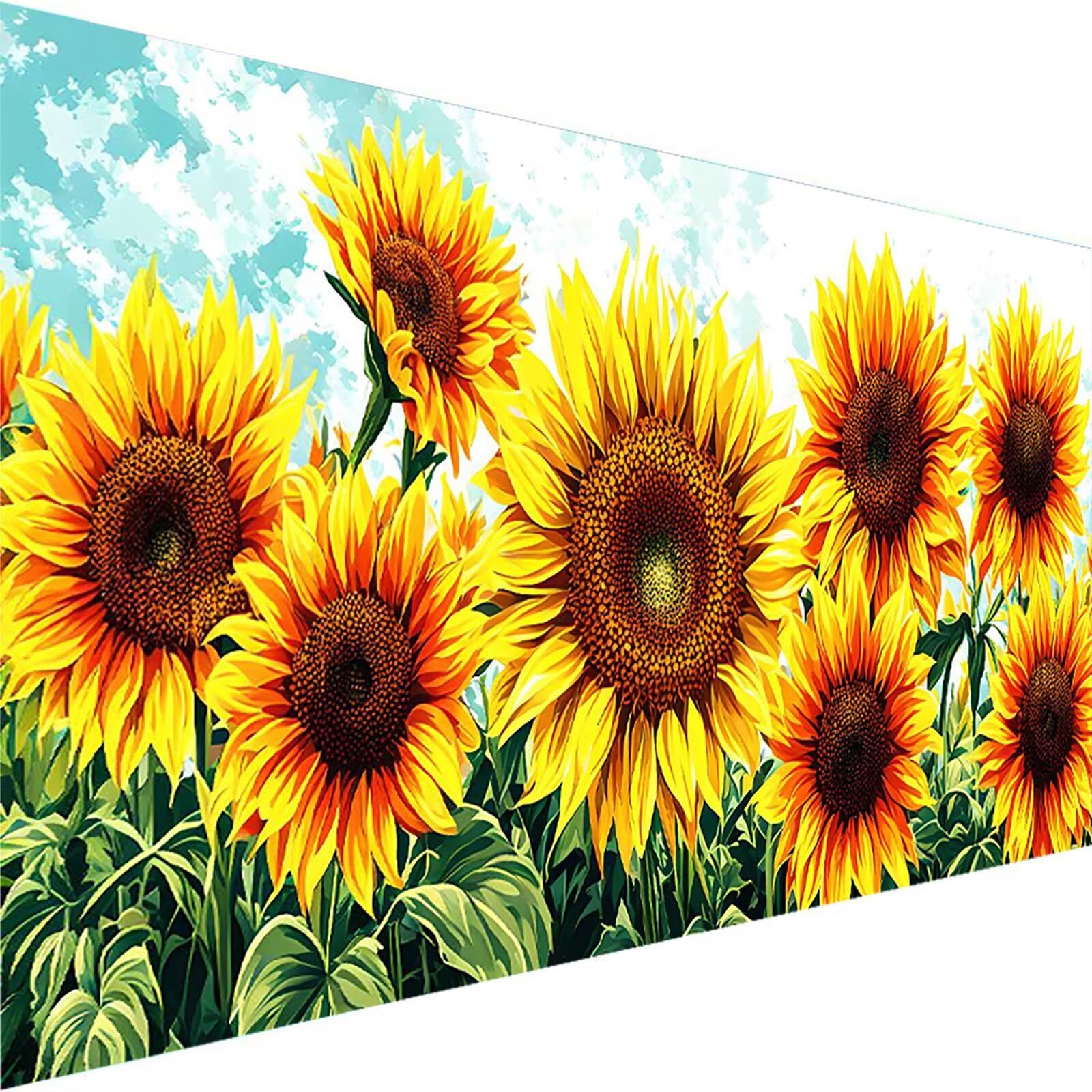 Malen nach Zahlen Kinder Sonnenblume, Malen Nach Zahlen Erwachsene, Geschenke für Mädchen Junge Bastelset, Malen nach Zahlen Blume | Malen nach Zahlen Ohne Rahmen, (60x120cm) Bastelset Erwachsene A-4