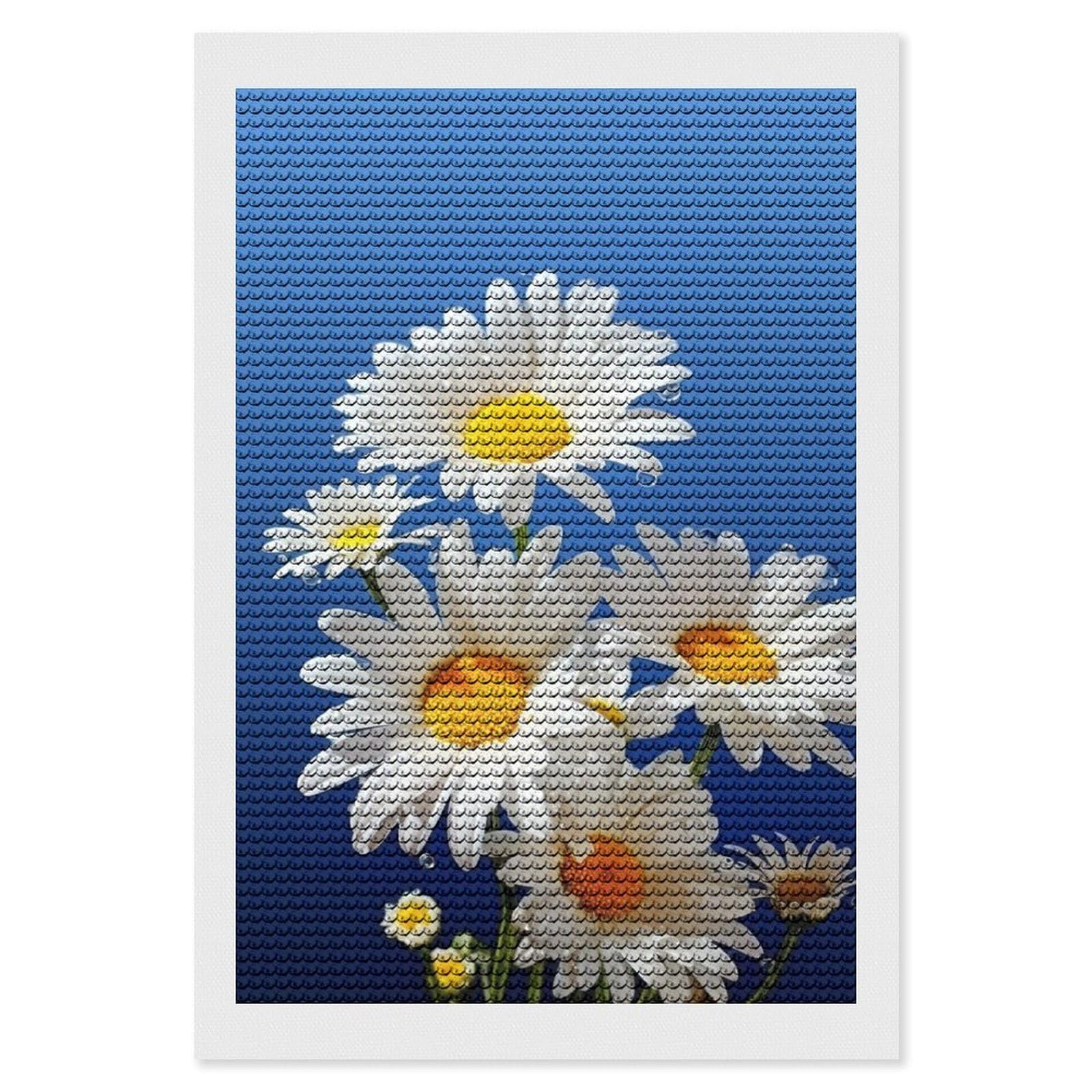 FodPand Diamond Art Kits for Adults, 5D Aurora Diamond Painting Kits for Beginners, Beautiful Daisy DIY Full Drill Dots Gem Art Paint Crafts for Home Wall Decor 8"x12"