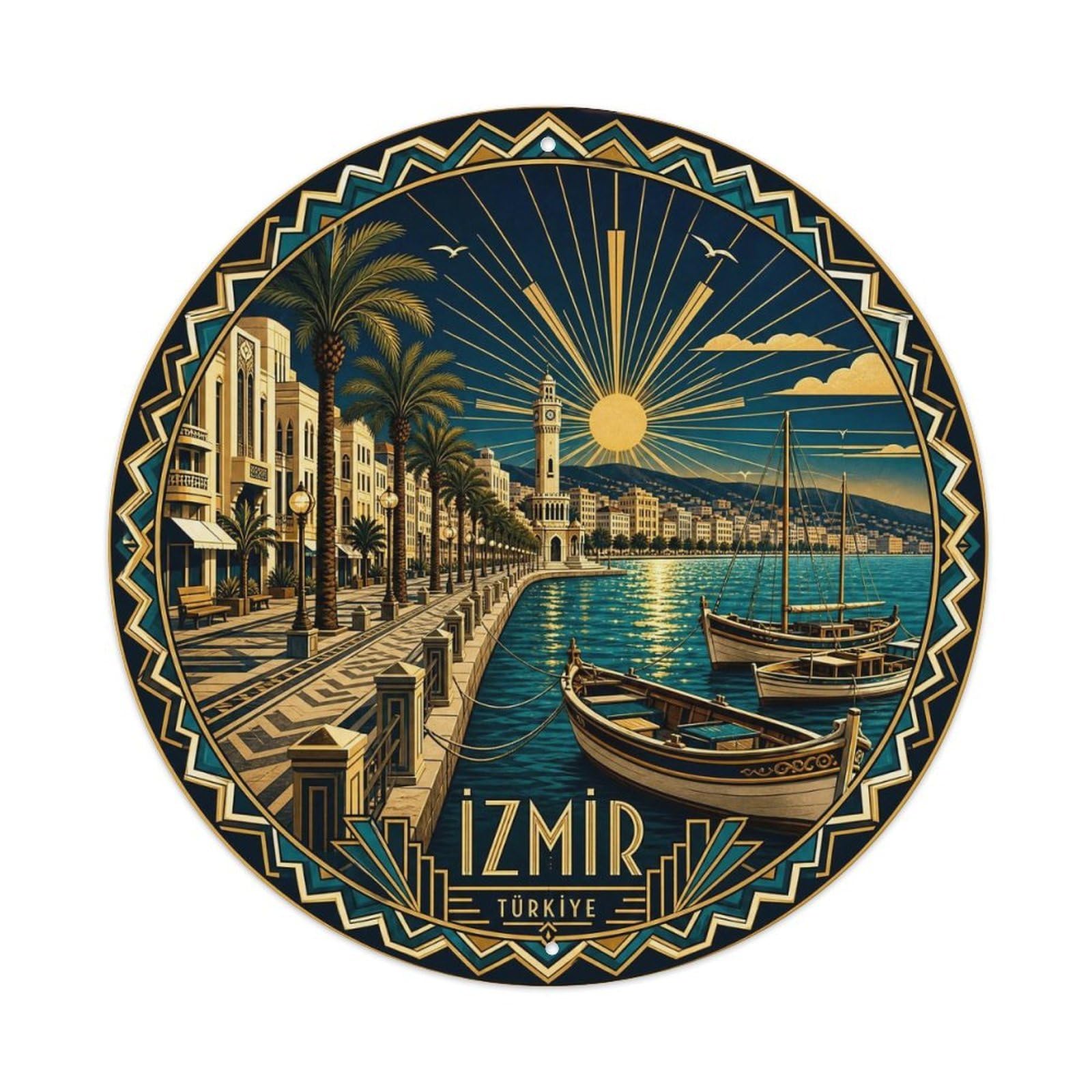 Izmir Turkey Aegean City Travel Deco Style Metal Tin Sign