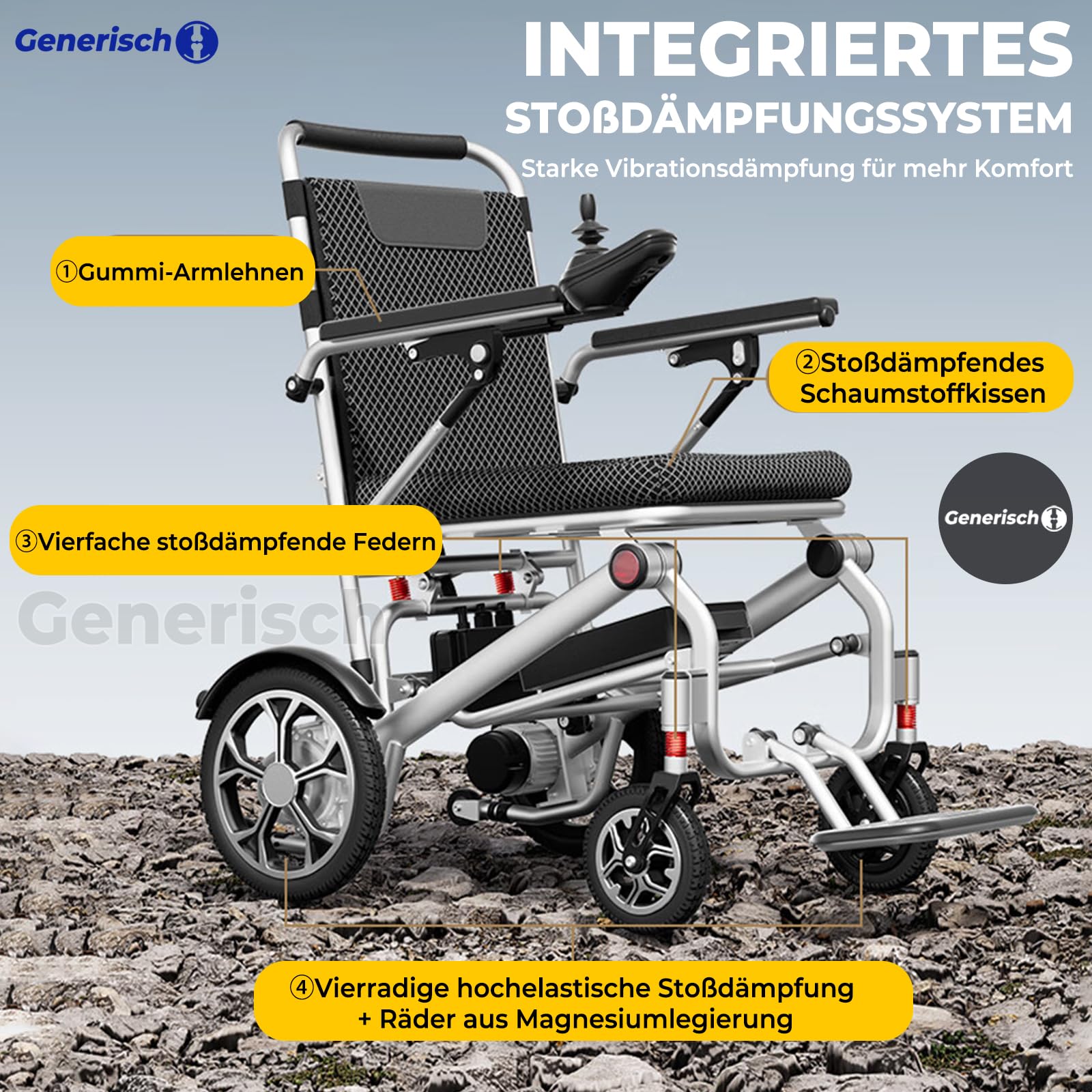Silla de ruedas eléctrica plegable ligera con mando a distancia, 15,9 kg, motor de 400 W, alcance de 25 – 50 km, capacidad de carga de 150 kg, para personas mayores y discapacidades, viajes y todo