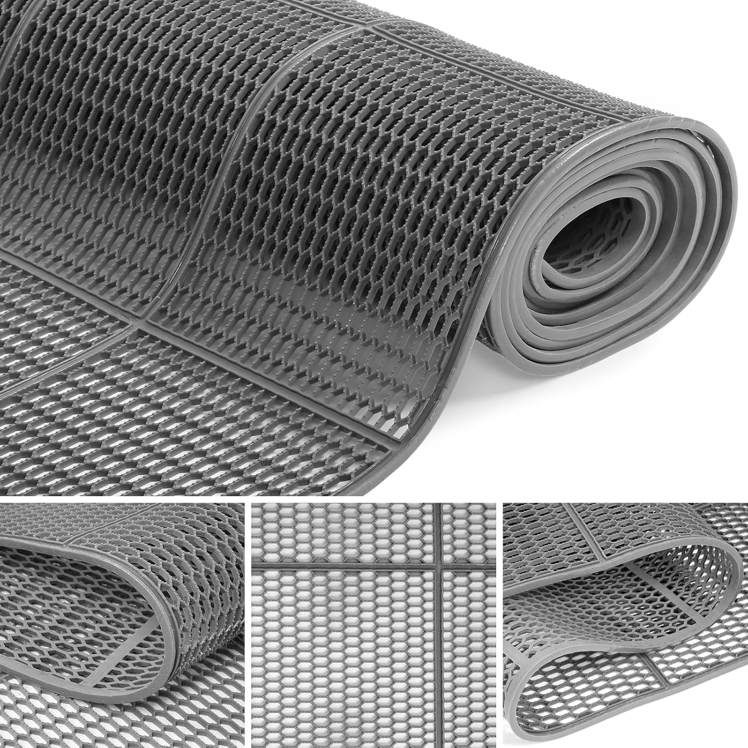 Non Slip Drainage Mats 3X10 Ft, 0.22'' Thick Waterproof Swimming Pool Shower Mats Commercial PVC Mesh Hollow Wet Area Outdoor Mats for Bathroom Restaurant Kitchen Sauna Patio
