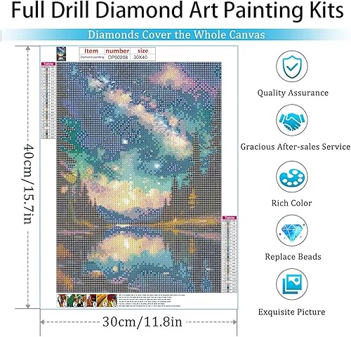 Miniatura 4 de GemZono Kits de arte de diamantes para adultos, kits de pintura de diamantes de cielo estrellado para adultos principiantes, puntos de diamante 5D