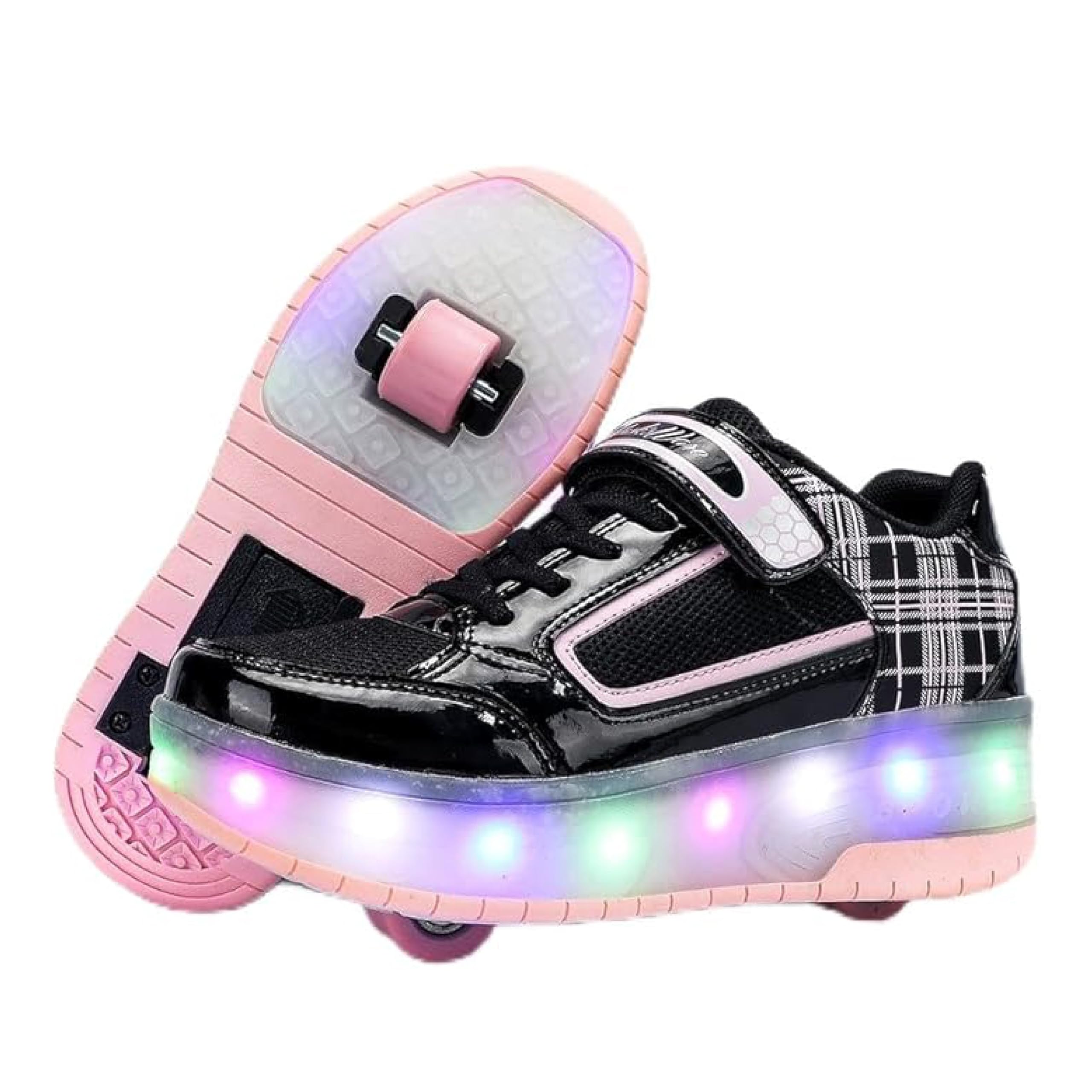 HUSKSWARE Kinder Rollschuhe mit LED Blinkrädern & USB-Aufladung, abnehmbare Rollen, Turnschuhe für Mädchen und Jungen