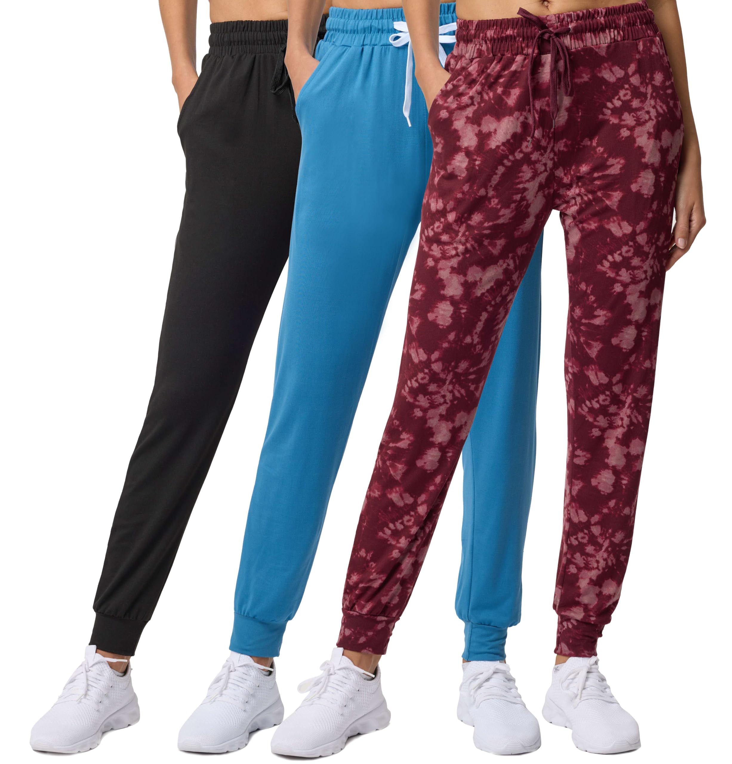 3 Pack: Women's Ultra-Soft Lounge Joggers Sweatpants Athletic Yoga Pants with Pockets (Available in Plus)