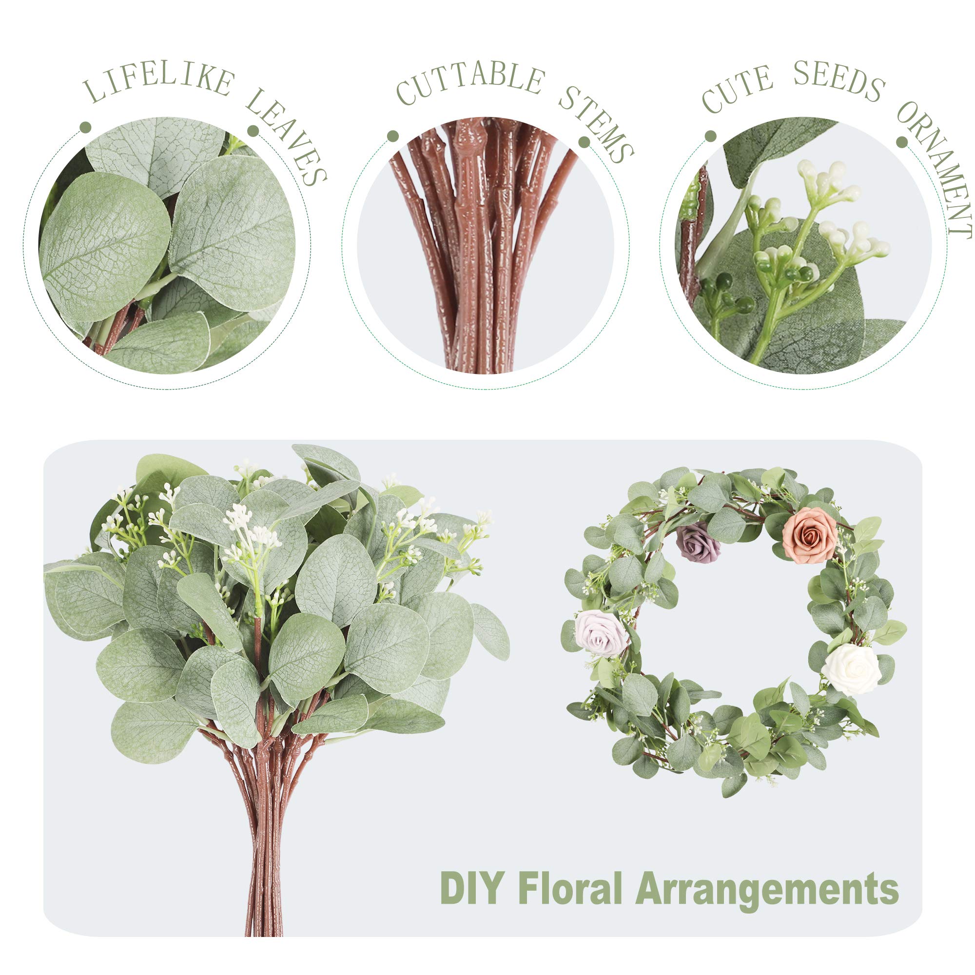 Artificial Eucalyptus Seeded Stem 12Pc Greenery Eucalyptus