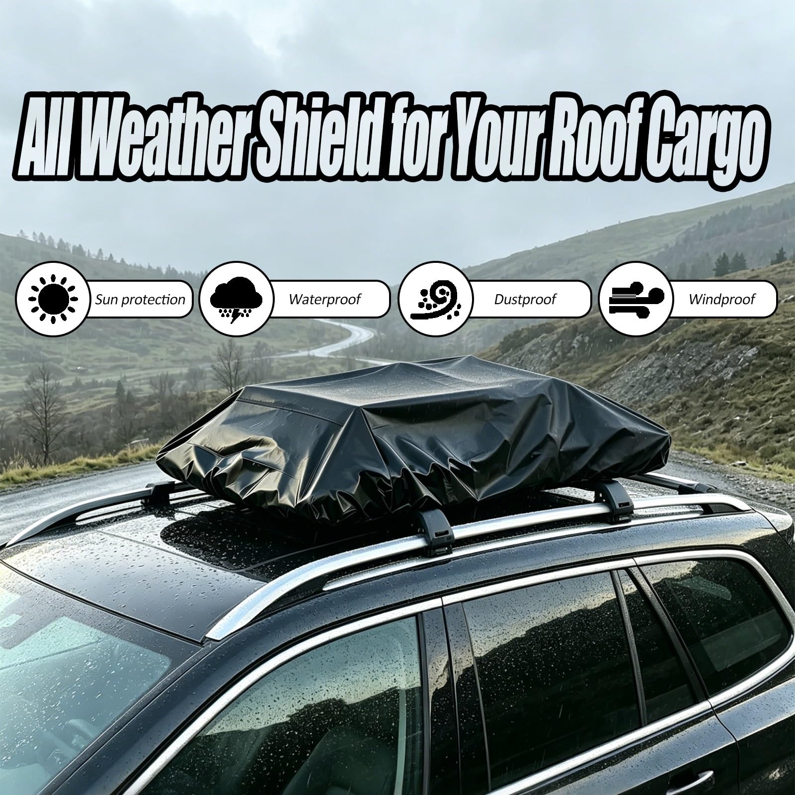 Cubierta portaequipajes techo Resistente al agua al sol al polvo al viento | Apto for varios vehículos como berlinas SUV y camionetas satisface todas tus necesidades de camping y viajes(1.7*1.7M)
