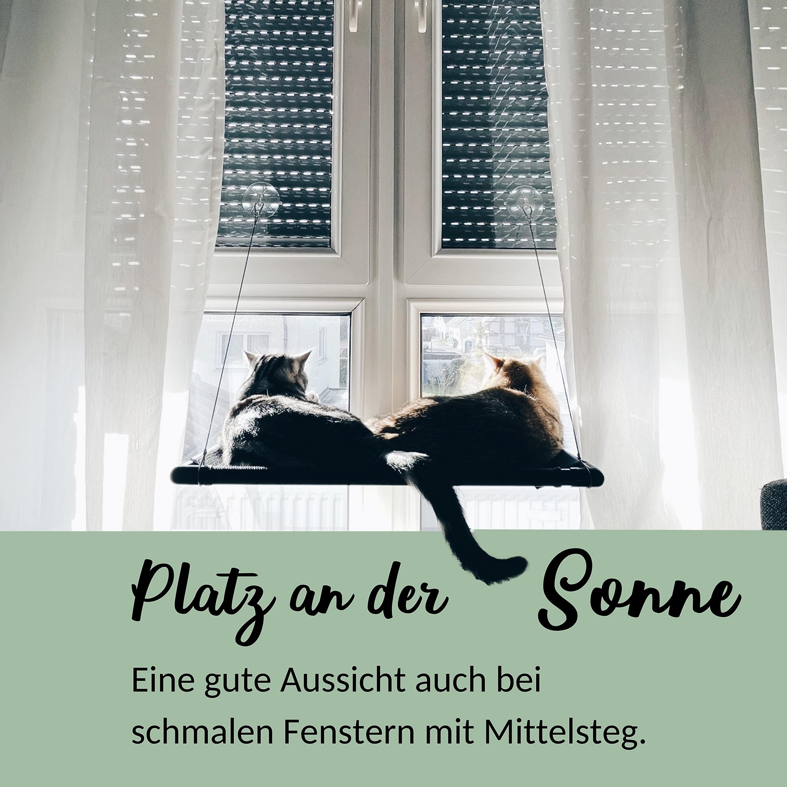 Riijk Fensterbett für Katzen bis 23kg, stabil, Platz für kleine Fenster