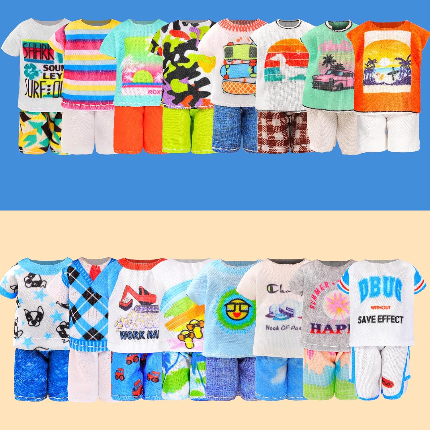 Miunana 22 PCS 5.3 Inch Boy Doll Clothes for 6 Inch Doll Top and Pants Handmade Casual Wear 10 Sets Fashion Outfit for 4-6 Inch Clothes and Accessories with 2 Pairs of Shoes
