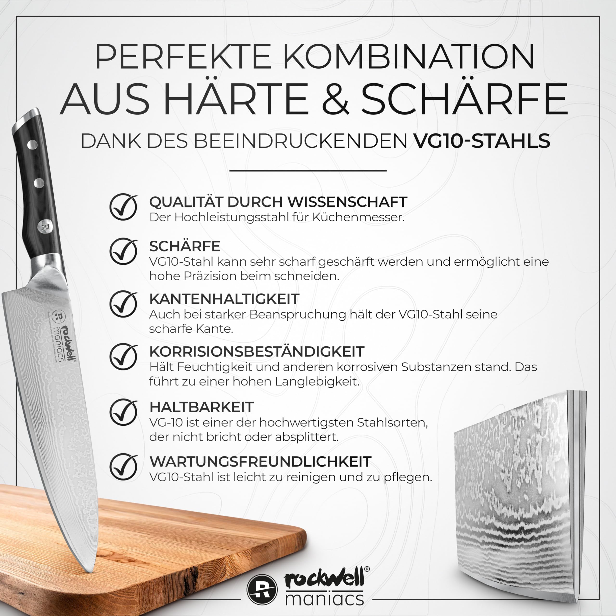Damastmesser Kochmesser Damast Küchenmesser 67 Lagen Damaststahl mit VG10 Schneidekern G10 Griff 20,5 cm Klinge scharfes Küchenmesser Damaststahl Geschenk für Männer