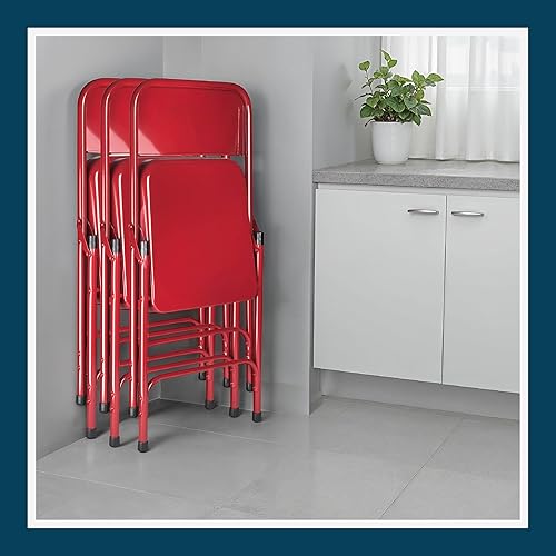 Miniatura 13 de OEF Furnishings Serie OEF200 Sillas plegables de acero resistentes de alta resistencia, sillas de metal de grado comercial con soportes dobles,