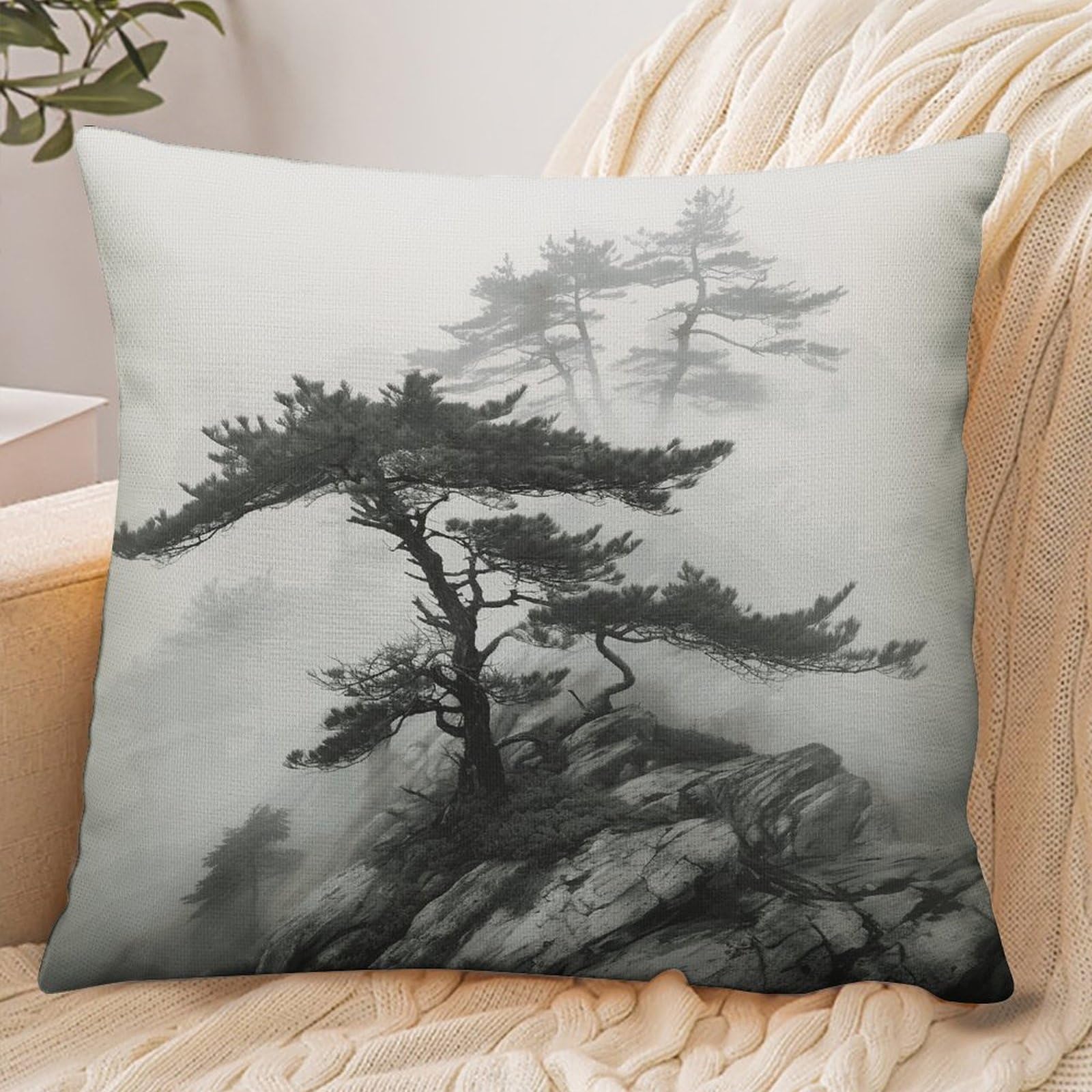 Fekiloot Style Foggy Mountain Pine Tree Pillowcase Pillow Sham Pillow Case