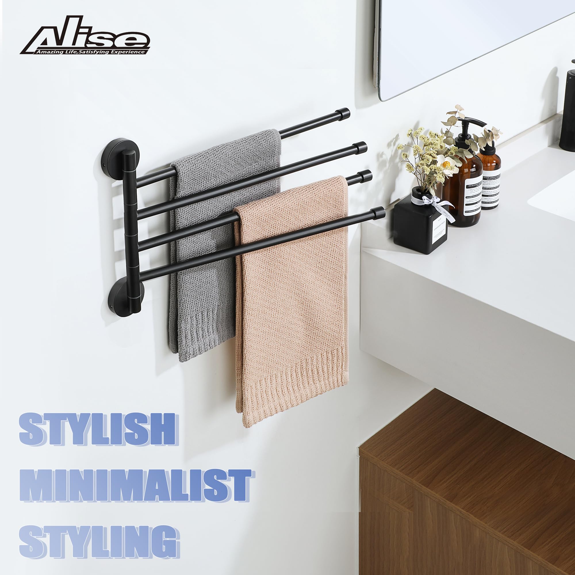 Alise Badezimmer-Set 4-teilig – Handtuchhalter, Haken, Ring & Toilettenpapierhalter In Schwarz