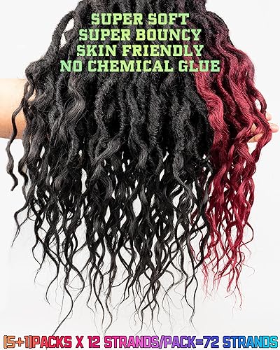 Miniatura 5 de Paquete combinado de 6 paquetes de 6 colores mixtos, pelo sintético de ganchillo Goddess para mujeres negras (5 paquetes 1B+ 1 paquete T1BBUG), 72