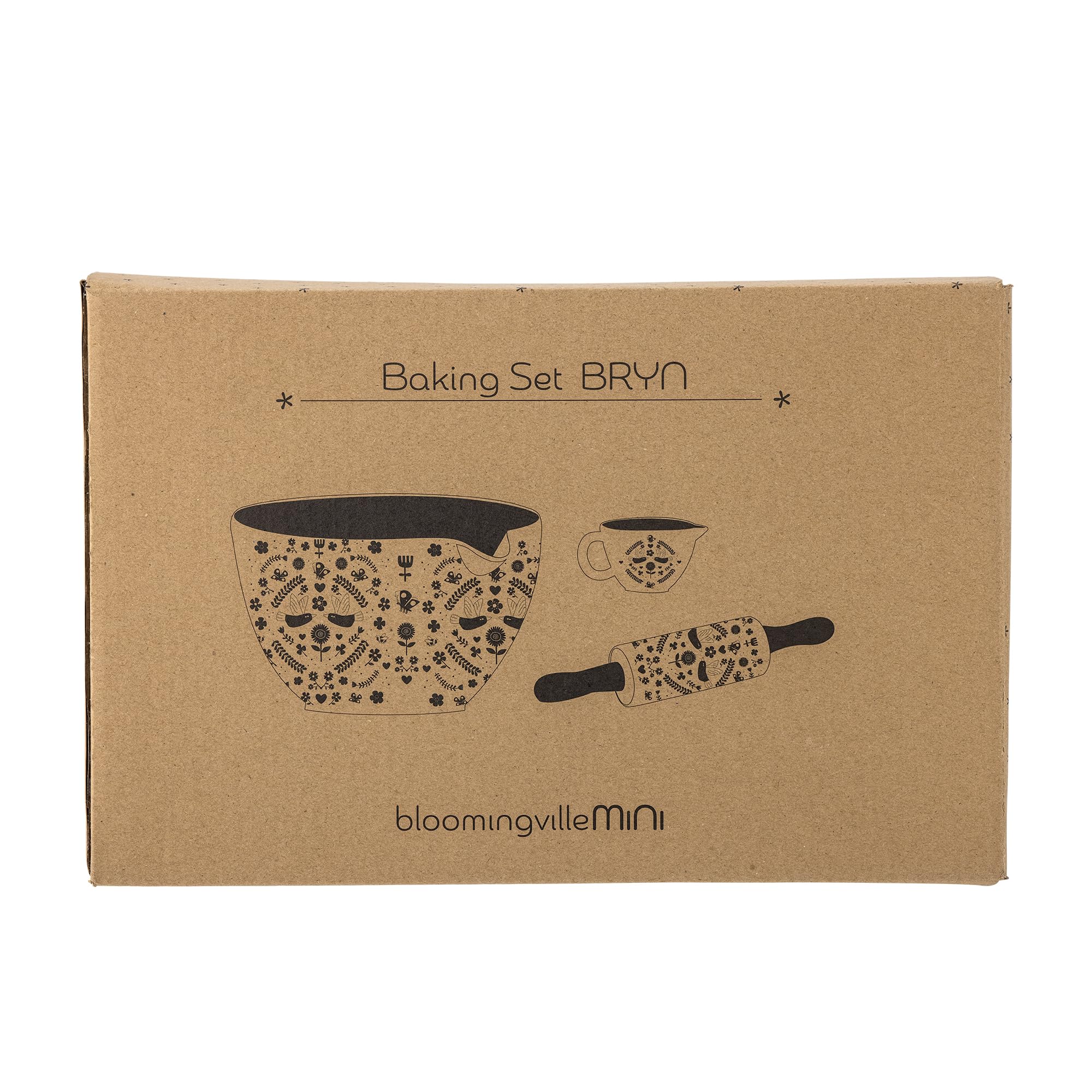Bloomingville Bryn Lot de 3 Kits de pâtisserie en faïence Marron Ø 21 x H 12/L 22,5 x Ø 4,5/H 7,5 x Ø 9 cm