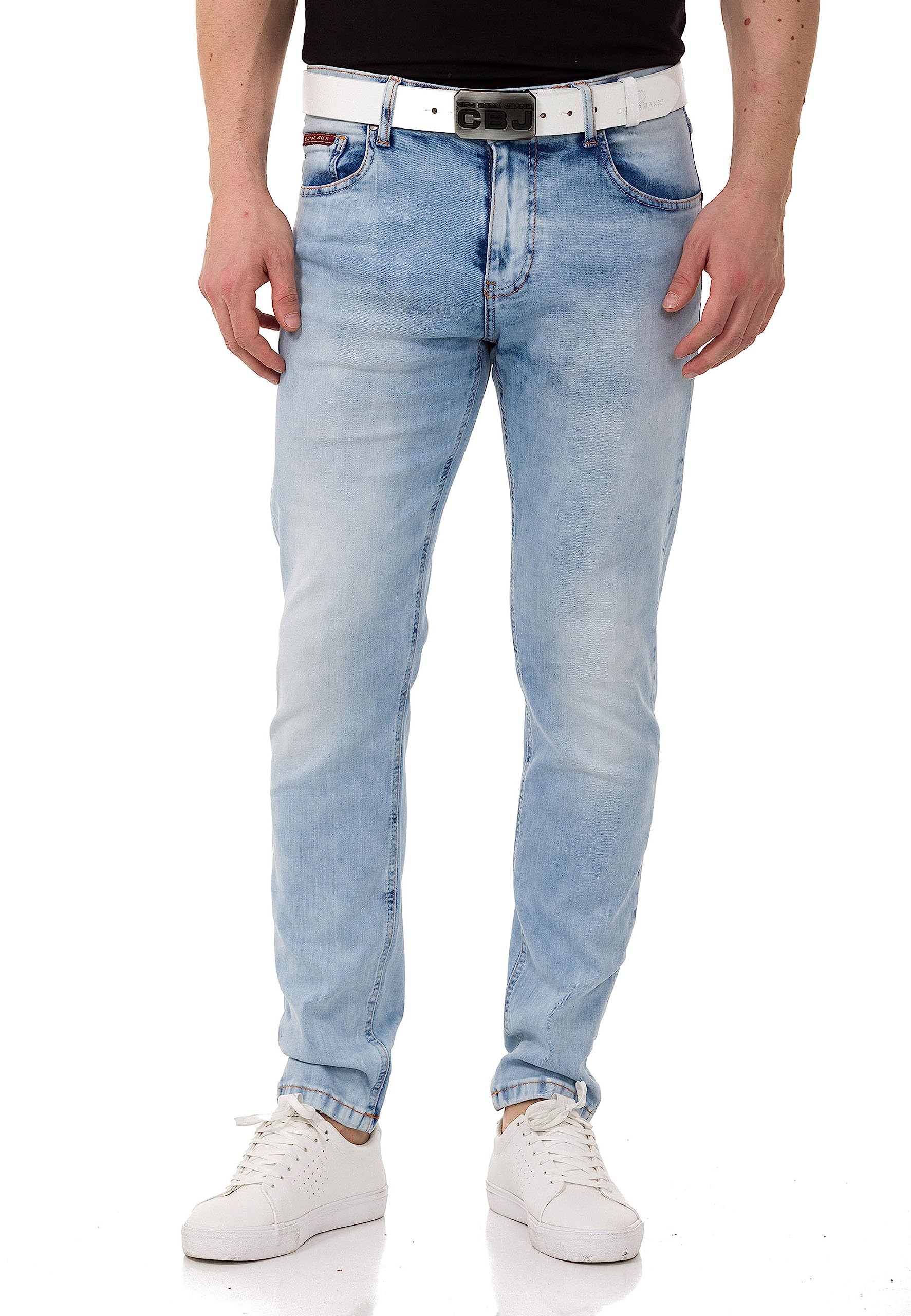 Cipo & Baxx Men's Slim Fit Stretch Denim Trousers, 820-ice blue, 40 W/34 L