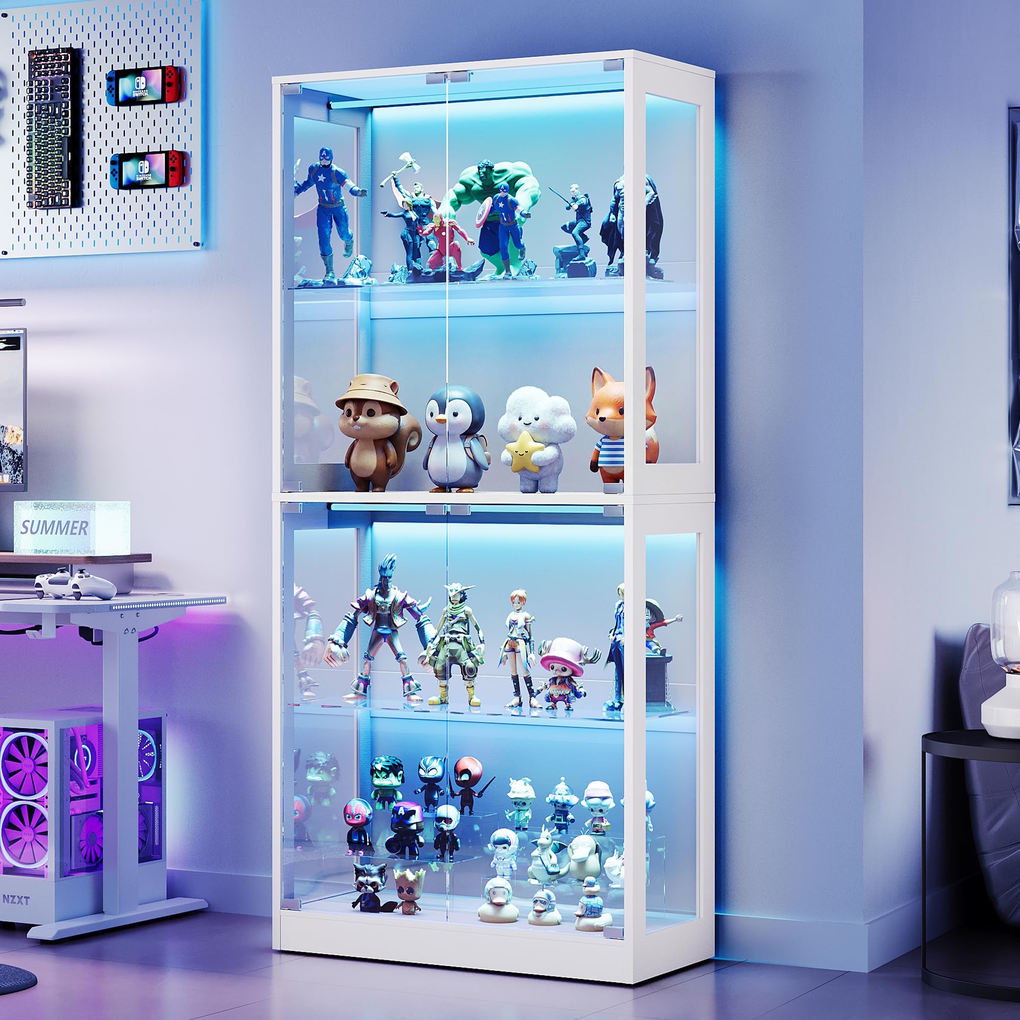 AMERLIFE 70 H x 32 W x 16 D Inch RGB Display Cabinet with Glass Shelves