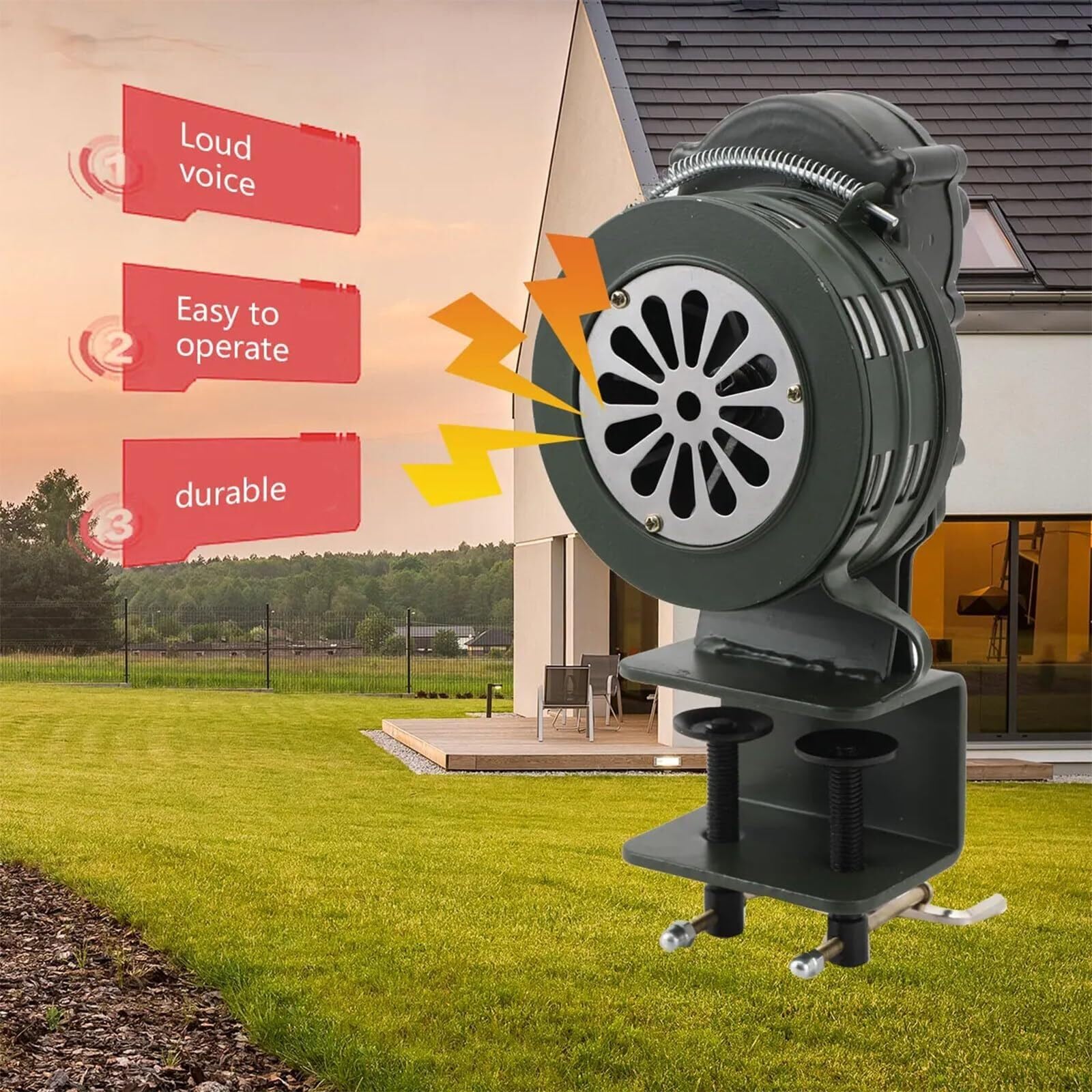 Alarma Manual, bocina de Sirena de aleación de Aluminio con manivela, no Requiere Fuente de alimentación, el Volumen Aumenta con la Velocidad de Giro de la manivela, hasta 110 dB, Puede tran