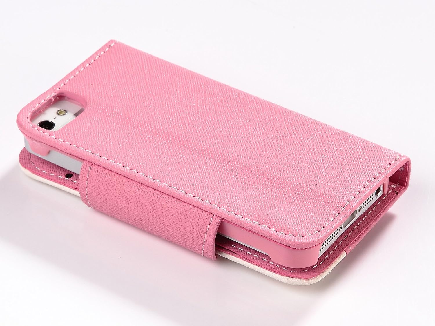 iPhone 5s Case,iPhone 5 Case,ULAK iPhone SE Wallet Case Synthetic Leather Wallet Case Stand with Card Slots for iPhone 5/5S/SE(Pink+White)