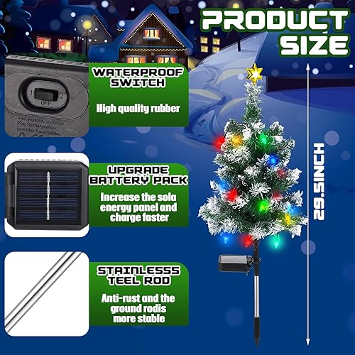 Miniatura 2 de Baquler 2 luces solares para árbol de Navidad para jardín, árbol de Navidad al aire libre, decoración de patio, estacas solares LED multicolor para