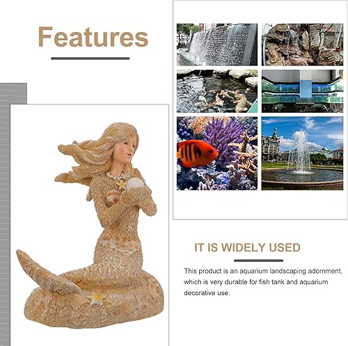 Miniatura 4 de POPETPOP Decoración de escritorio, estatua de sirena, miniatura y acuario, decoración de estanterías