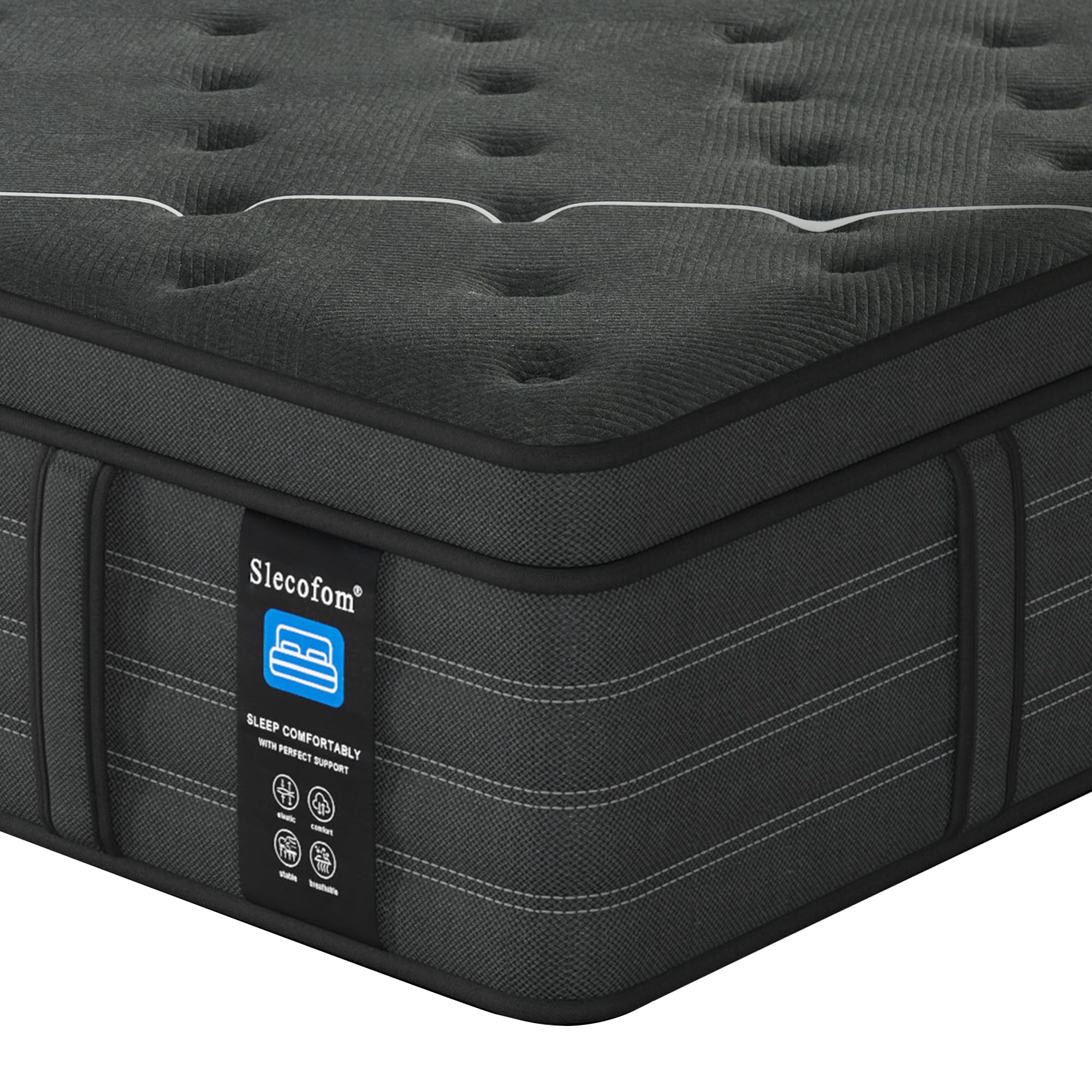 Extra Firm King Mattress，14 inch Gel Memroy Foam Hybrid Mattress for Extra Lumbar & Hip Support - Foam Encased Solid edge - Extra Firm Dual Side