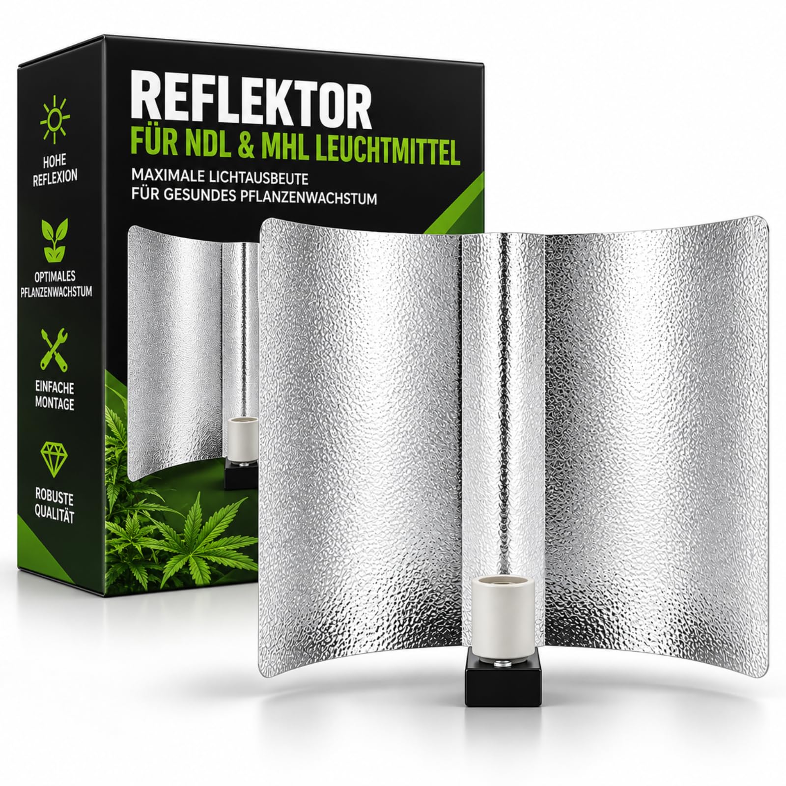 Weedness XL Crecimiento Reflector Lámpara 55x60 cm con E40 Casquillo para NDL y MHL Iluminación - Lámpara de Plantas Crecimiento Interior Lámpara de Vapor de Sodio