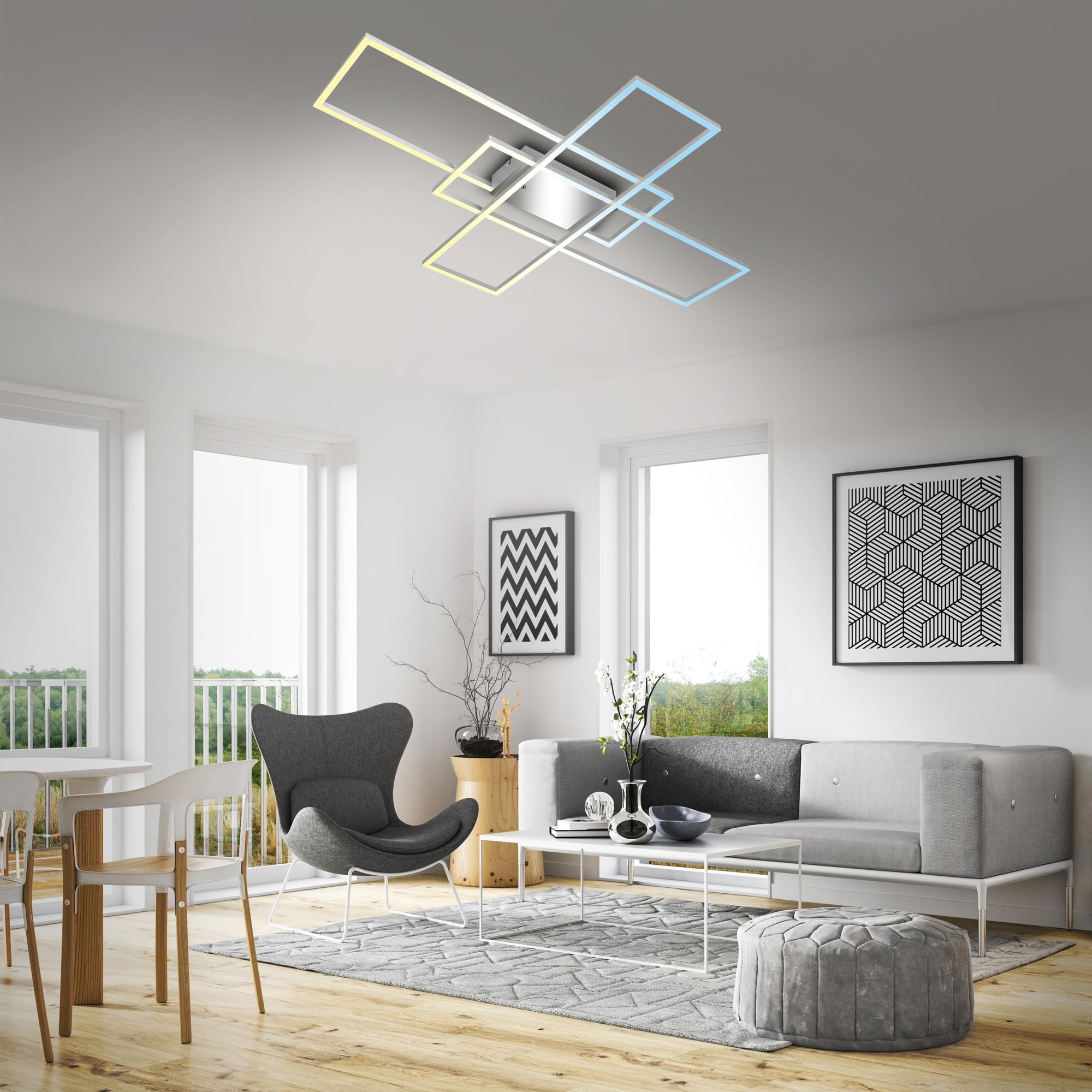 Plafondlamp wit incl. LED en dimmer met afstandsbediening - Mane