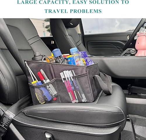 Miniatura 6 de Organizador de asiento de automóvil, organizador plegable para asiento de pasajero con divisor y asa desmontables, organización de almacenamiento de