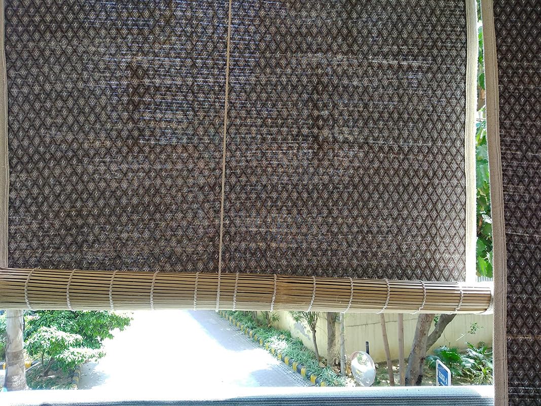 TCLPVC 75% Sun Block Multi Purpose Bamboo Shade Net 4/4ft with niwar Stitched Cloth Pack of 1 pc