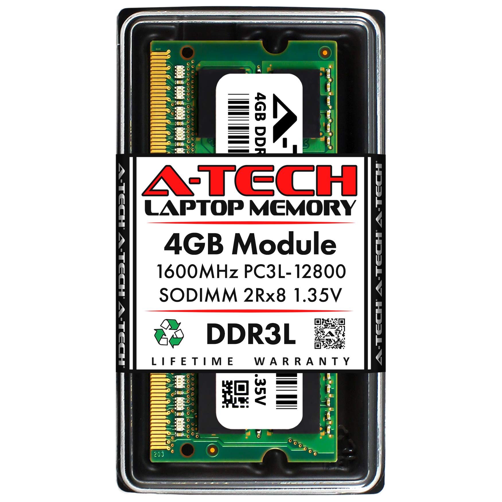 A-Tech 4GB DDR3/DDR3L 1600MHz PC3-12800 SODIMM RAM Module | 2Rx8