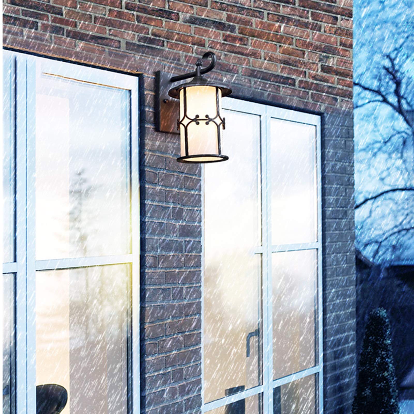 GWJKG Lampe Murale Exterior Black And Gold Brass Outdoor Lamp Light Lights Fullf Wall Sconec con Schermo in Vetro a Coste Trasparente, Lampadina Incluse Appassionati estérieurs