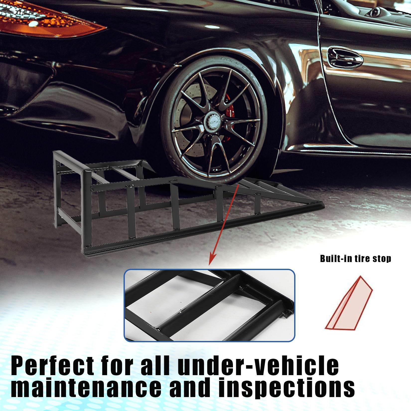 Set di 2 Rampe Idrauliche per Auto e Camion - Portata 5T/12000lbs - Acciaio Resistente - Basso Profilo per Cambio Olio e Manutenzione Garage - Ideali per Veicoli - Colore Nero