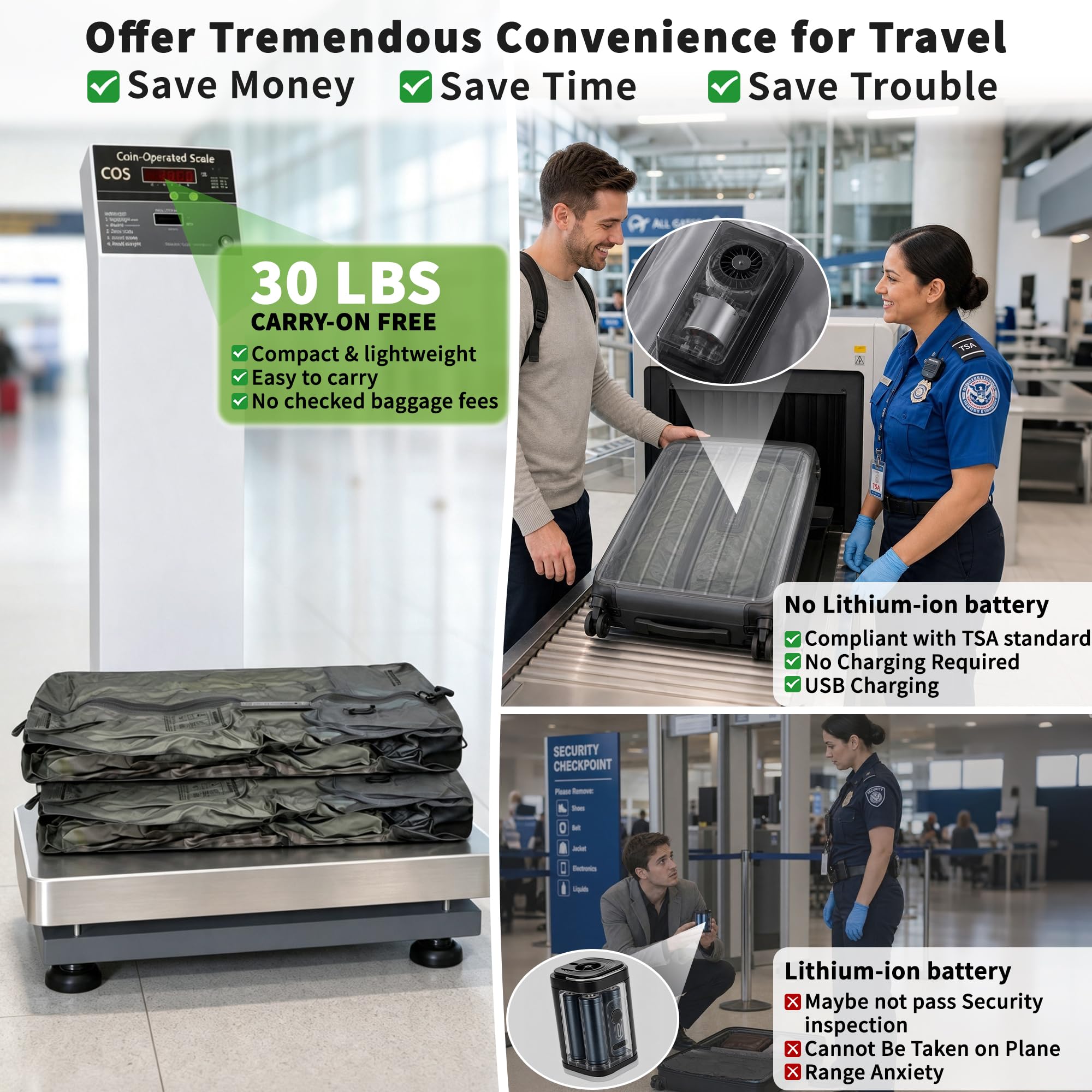 Sacs sous vide de voyage avec pompe intégrée, sacs de compression réutilisables IPX8, 1 pièce