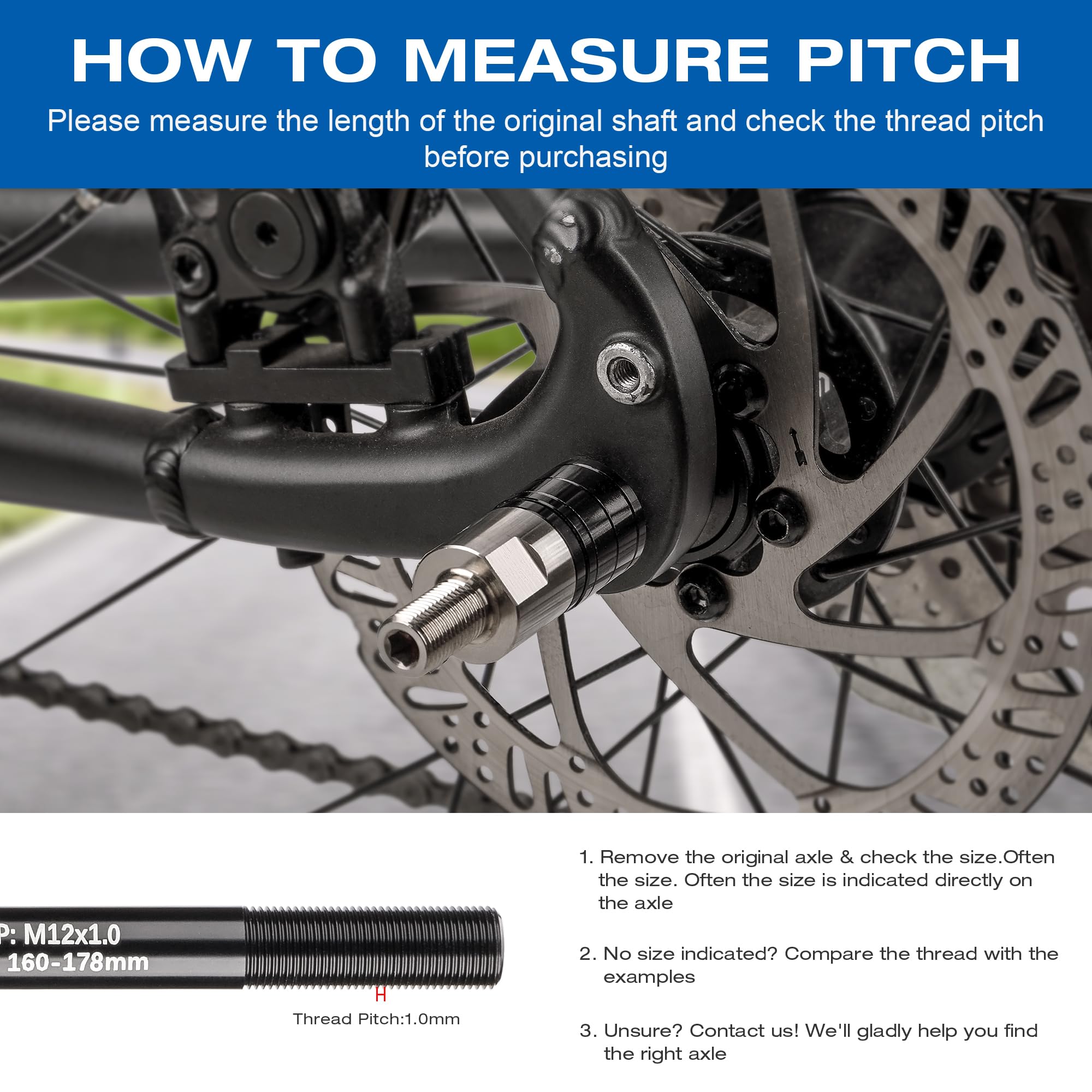 Asse passante da 12 mm per rimorchi bicicletta – Adattatore asse posteriore filettatura M12 x 1,0 gancio traino MTB bici corsa gravel bike nero