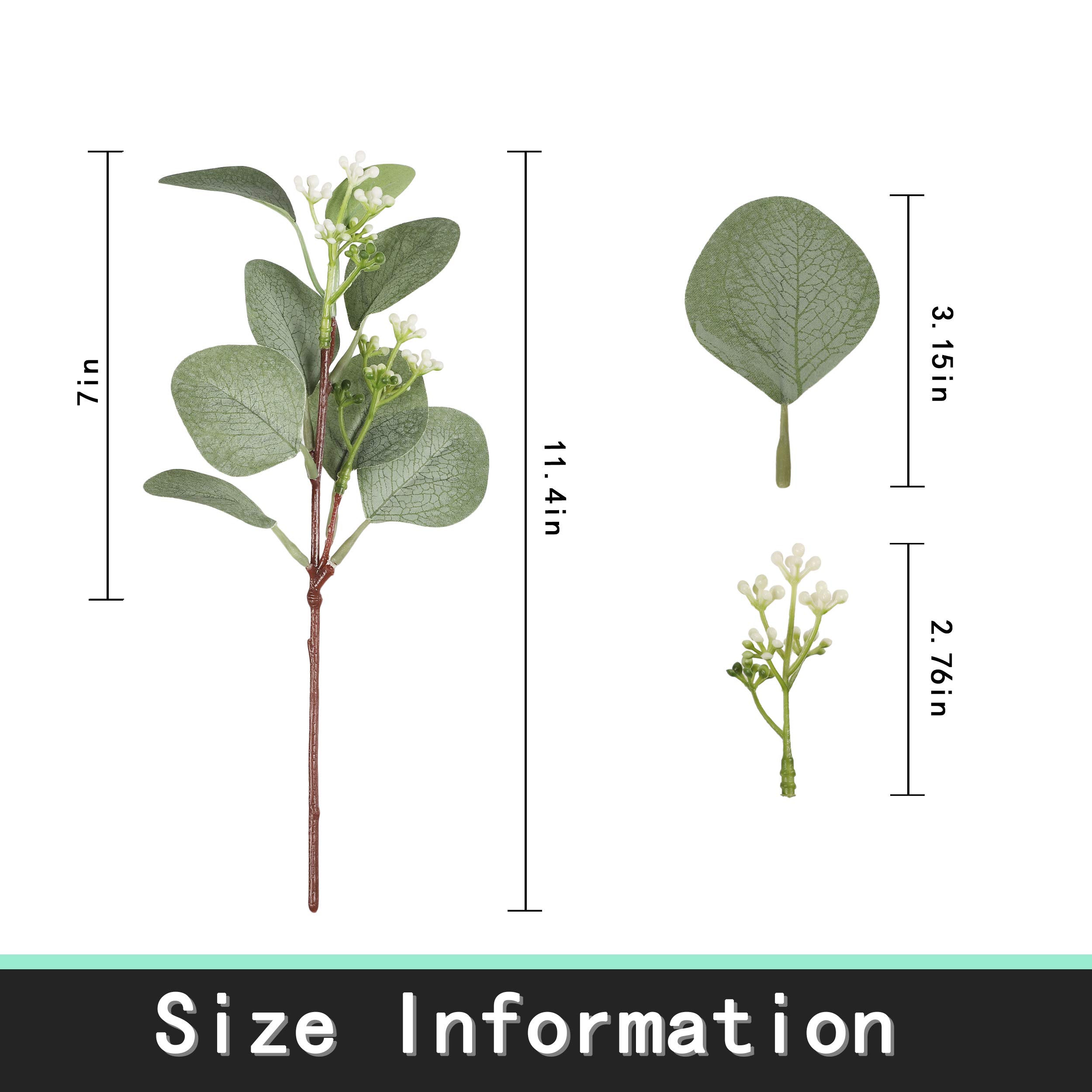 Artificial Eucalyptus Seeded Stem 12Pc Greenery Eucalyptus