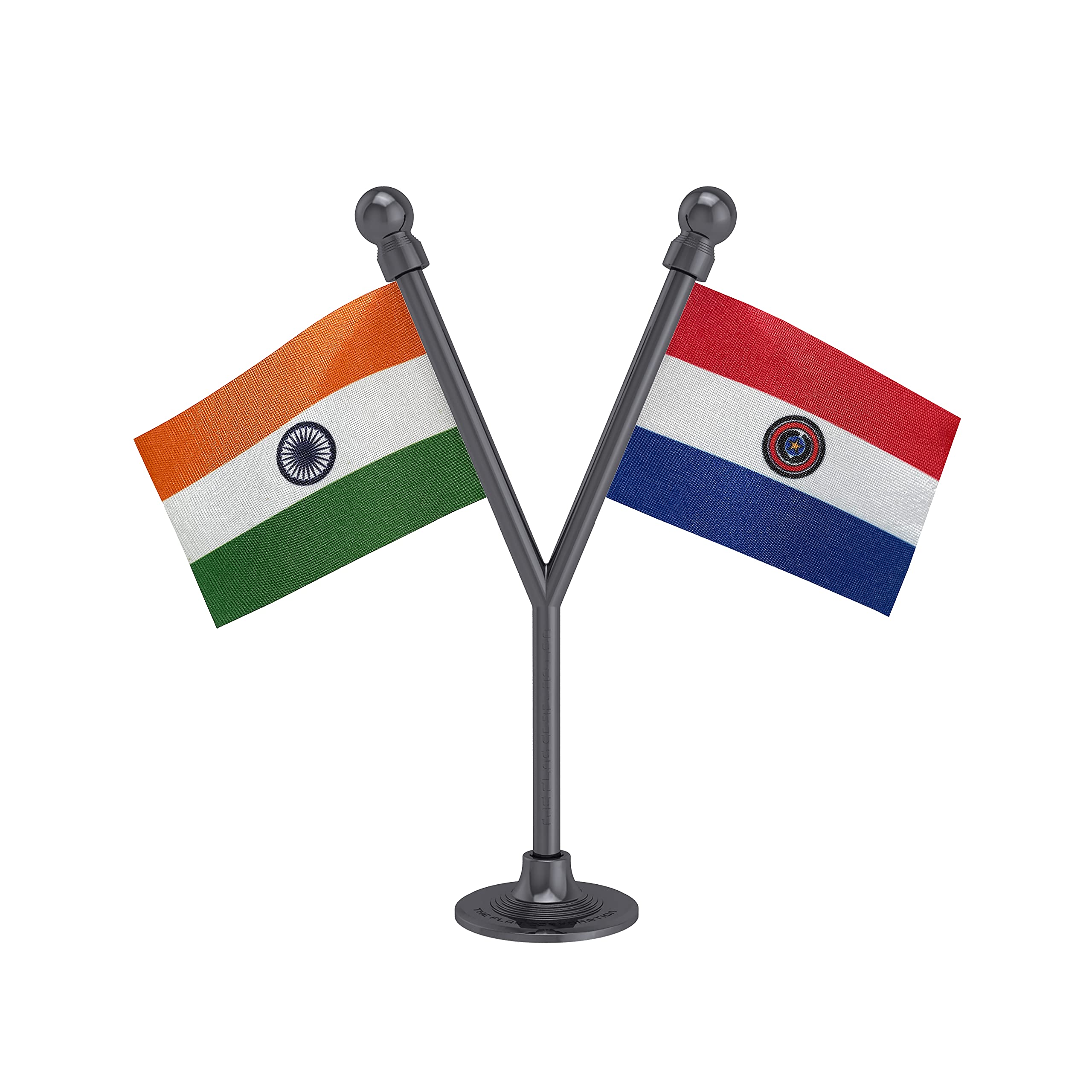 The Flag Corporation India & Paraguay Car Dashboard Flag 2in x 3in with A Plastic Dark Knight Grey Base-image-23