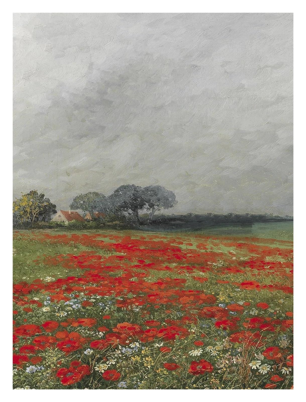 Xenite L Wal Art Canvas Prints Wildflower Field Poster Prints Andscape Sketch Neutra Forest Canvas Painting For Iving Room Home Farmhouse Decoration(,50X70cm)
