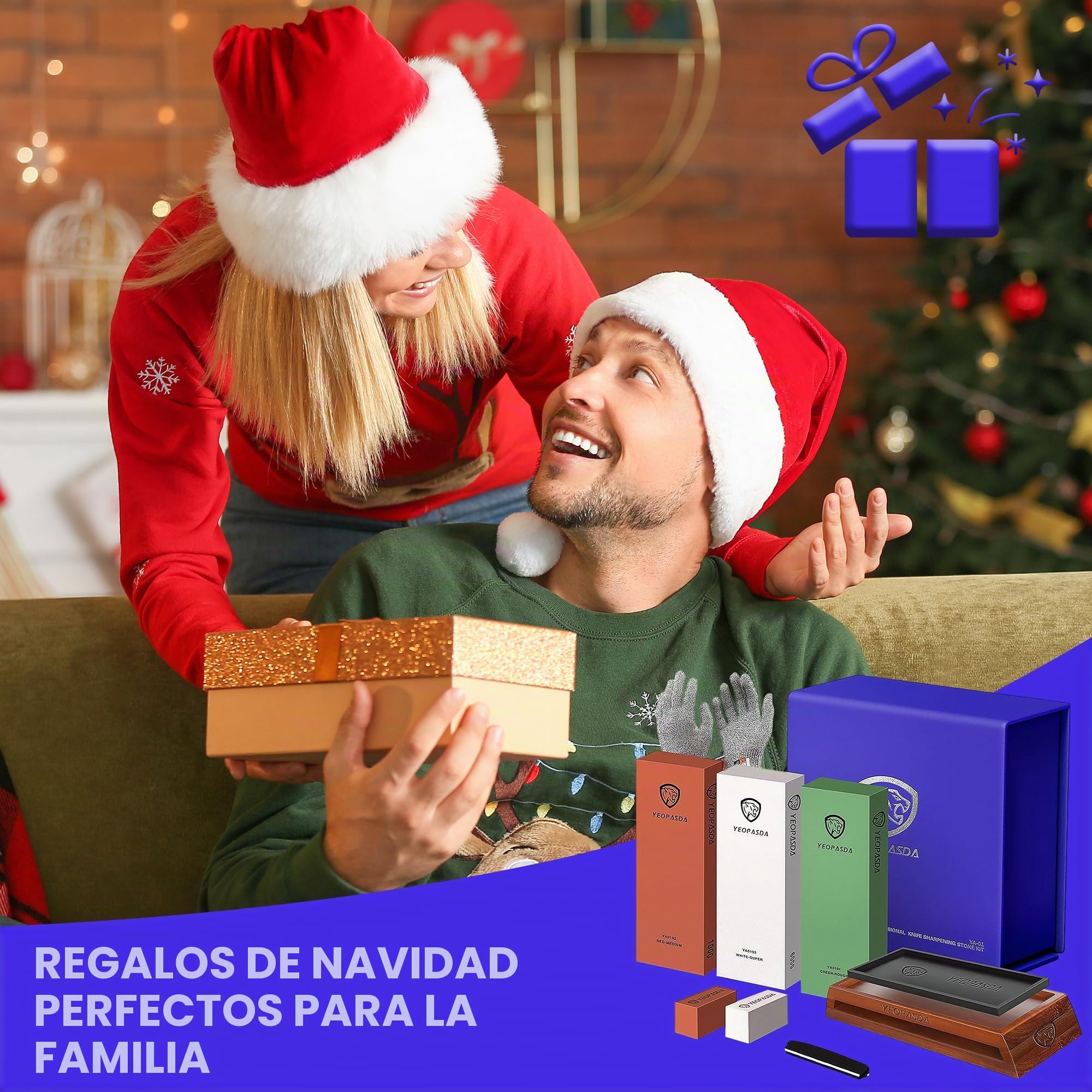 YEOPASDA Kit de piedra afiladora de cuchillos extra grande, grano de 3 lados más grueso, piedra húmeda 400/1000/6000, juego de piedra afiladora de cuchillos con base de madera antideslizante, guía de