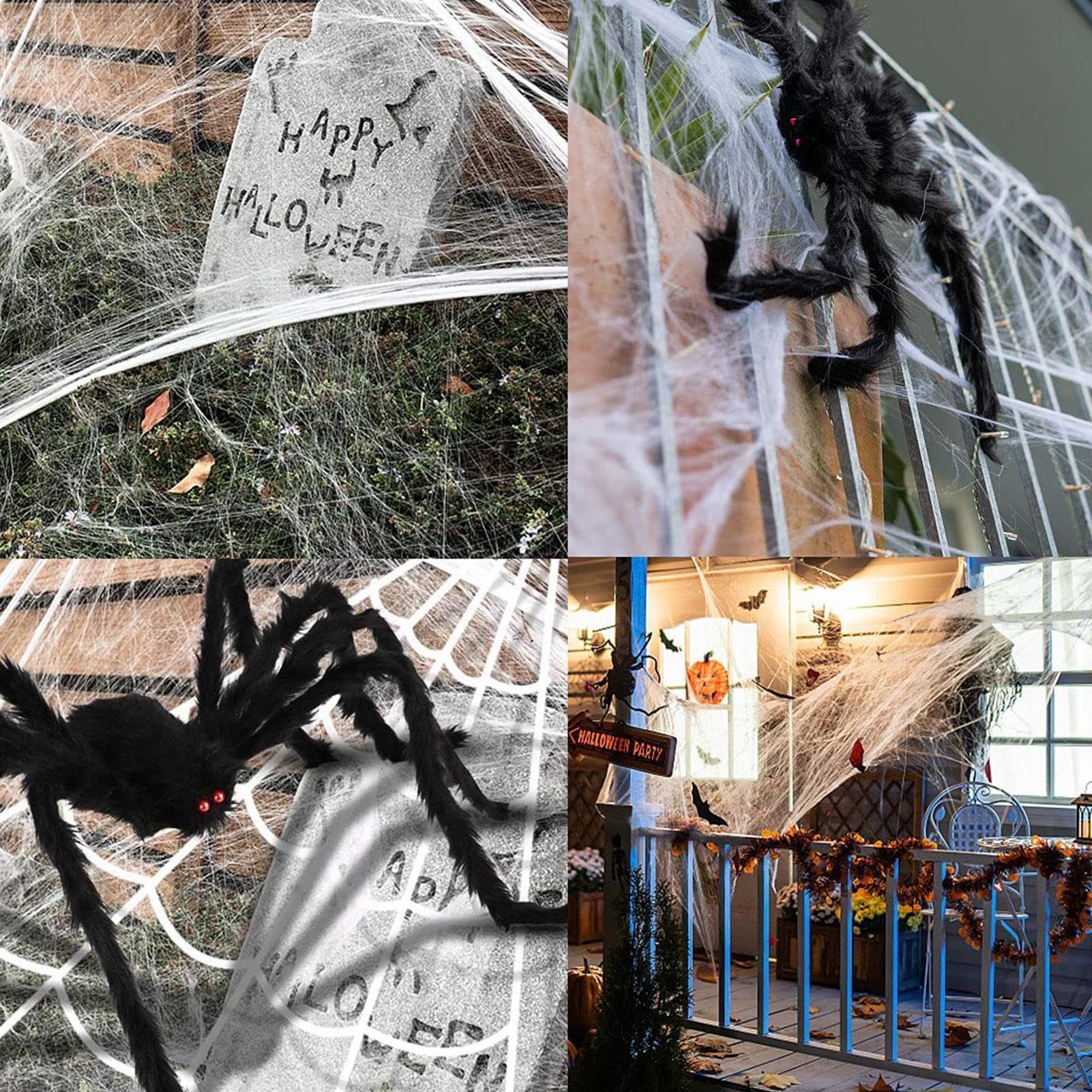 Ragnatela di Halloween, decorazione per ragni giganti, ragnatela da 23 | piedi per notti spaventose – decorazione multifunzionale per casa infestata, decorazione di Halloween riutilizzabile per cort