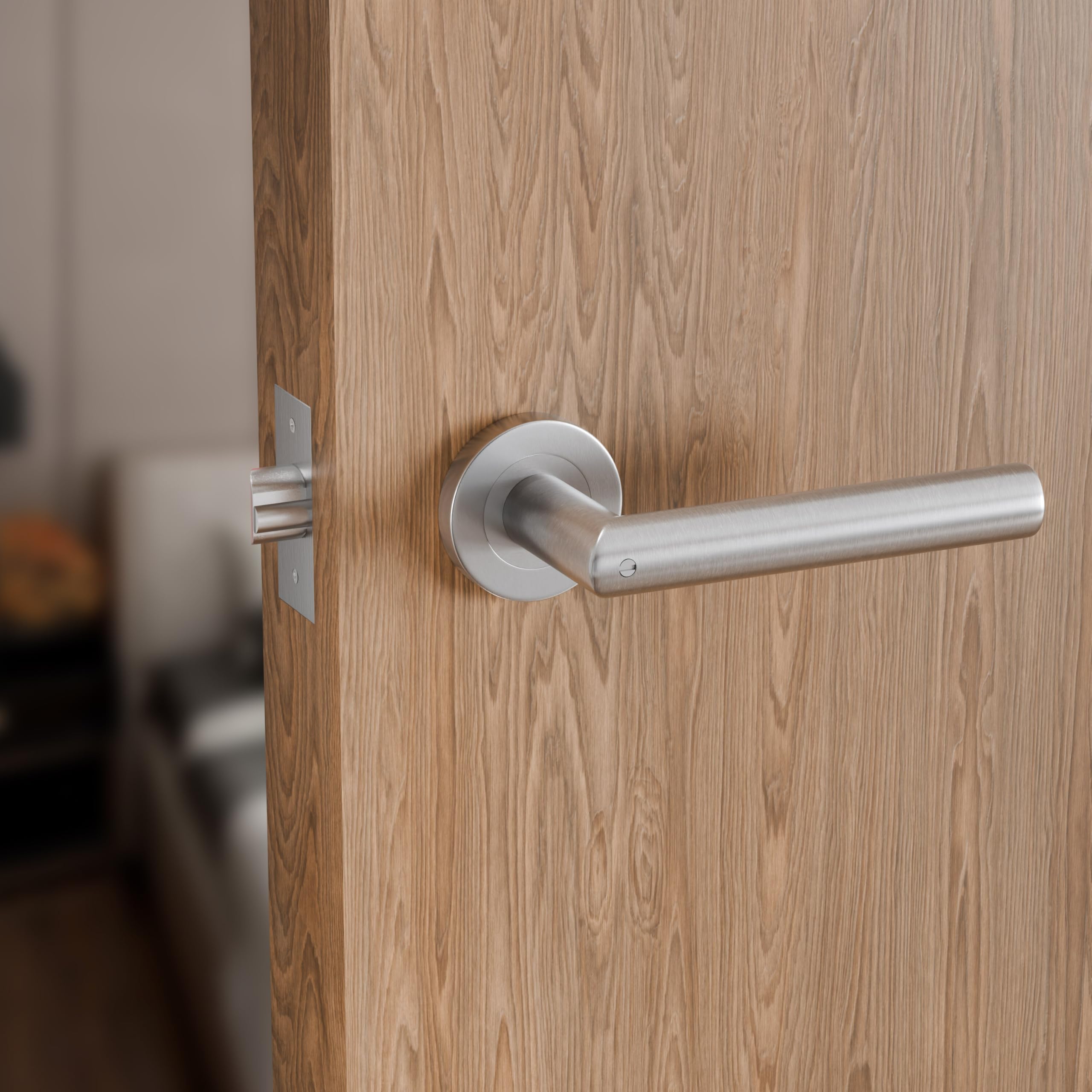 Diseño especial, manija giratoria para bloquear y desbloquear, juego de cerradura para puerta de dormitorio, manija de palanca para puerta de embutir (Z02-103-BK)