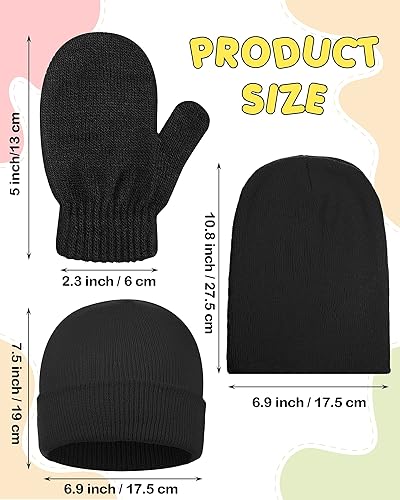 Miniatura 2 de Juego de 4 gorros de invierno para niños con guantes de punto, gorro suave para niños y niñas