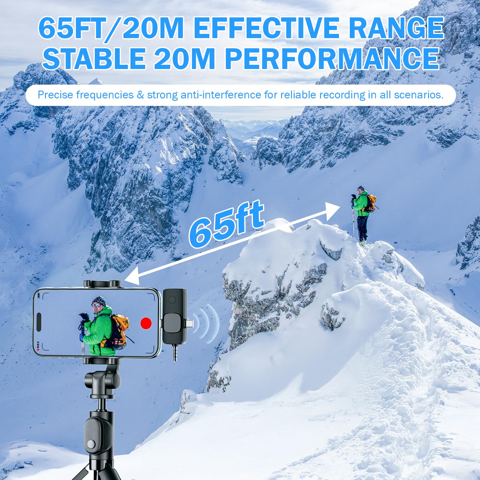 SURPN Microfono Lavalier Wireless per iPhone, Android, iPad, Fotocamera, MiMi Microfono Plug-play con Riduzione del Rumore, per YouTube, TikTok, Vlog,Conferenze, Registrazione Video e Live Streaming