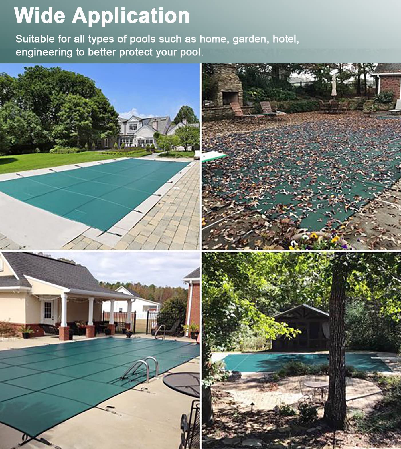 Cobertor Solar para Piscinas Cubierta de seguridad de piscina de malla rectangular, manta de retención de calor de invierno, alfombrillas protectoras a prueba de polvo y nieve, para proteger la segur