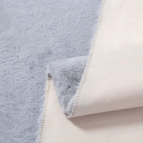 Miniatura 4 de CAROMIO Alfombra de pasillo esponjosa de piel sintética gris, alfombra lanuda para sofá, cojín de asiento, alfombra peluda junto a la alfombra,