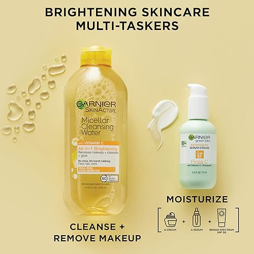 Miniatura 10 de Garnier SkinActive Green Labs Pinea-C Brightening Serum Cream - Crema hidratante con SPF 30 y Vitamina C con piña y agua de limpieza micelar tamaño