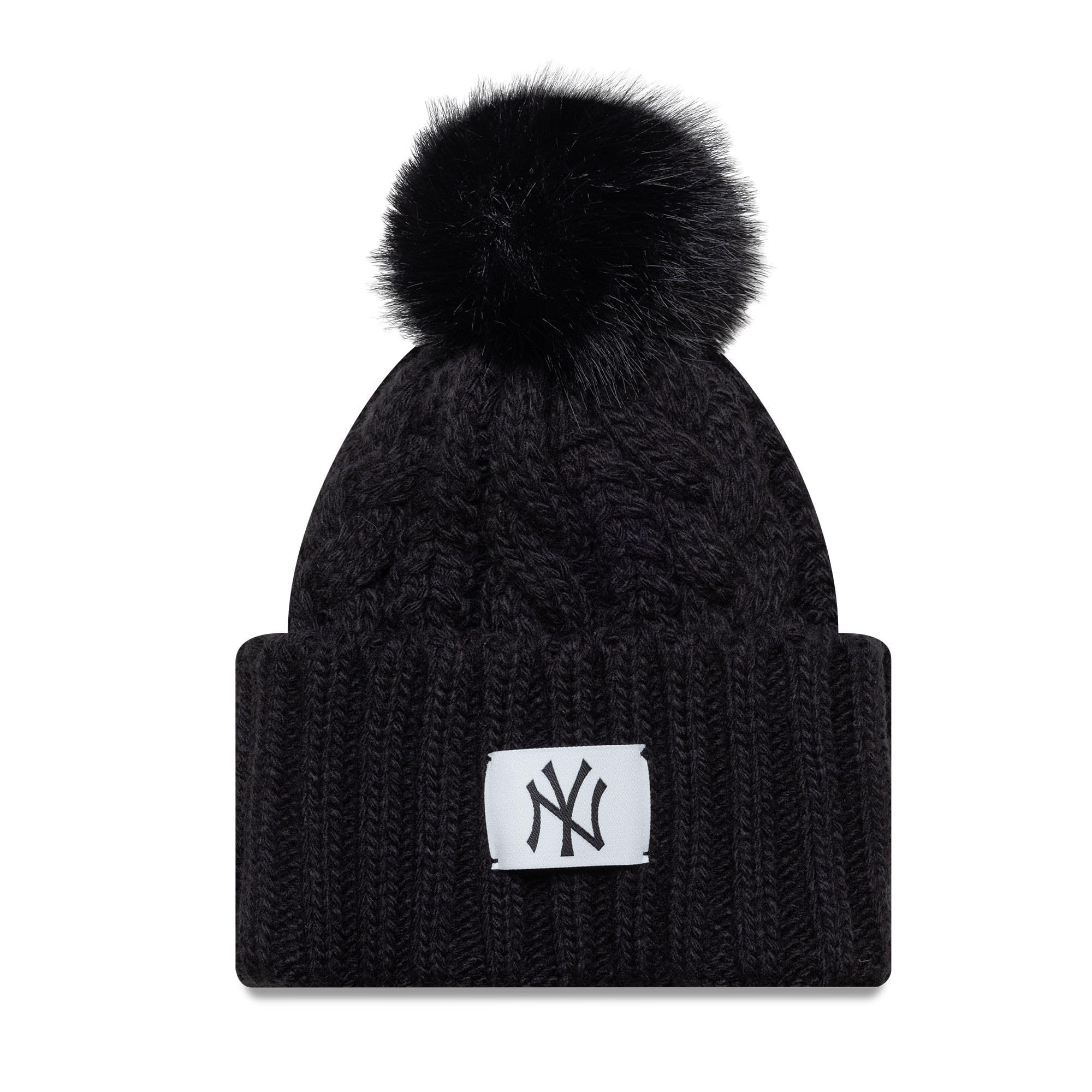 New Era Women's New York Yankees#38480 New York Yankees Cable Wide Beanie Mlb Black
