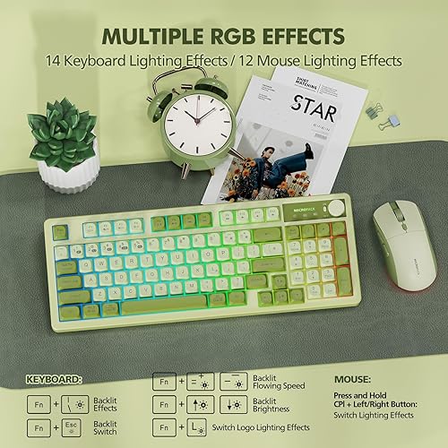 Miniatura 4 de Combo de teclado y mouse inalámbricos cremoso con teclado numérico para computadora de escritorio, Mac, iPad, Bluetooth2.4ghzrecargable con cable