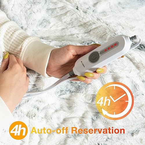 Vista 4 de WOOMER - Manta térmica eléctrica de 50" x 60", manta eléctrica con 4 niveles de calefacción y apagado automático de 4 horas, certificada ETL, piel