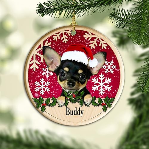 Miniatura 5 de Adorno para árbol de Navidad de Chihuahua, adorno personalizado de cerámica de Chihuahua, adorno personalizable para árbol de Navidad de Chihuahua,
